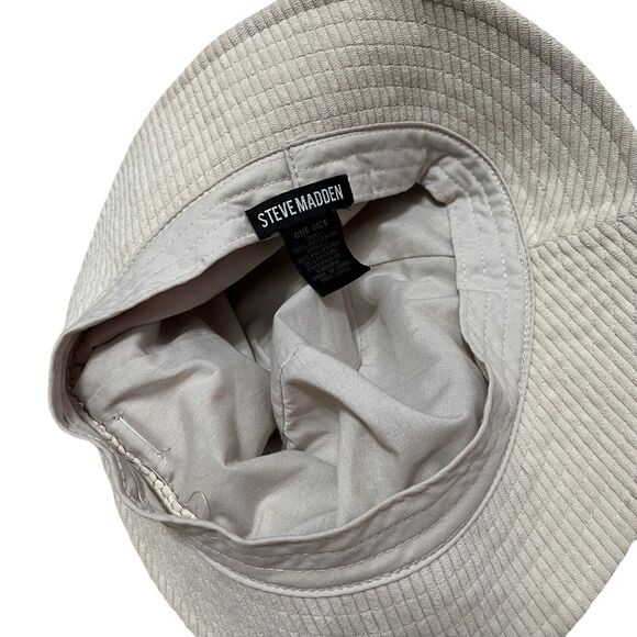 Steve Madden One Size Cream Corduroy Bucket Hat - Picture 3 of 4